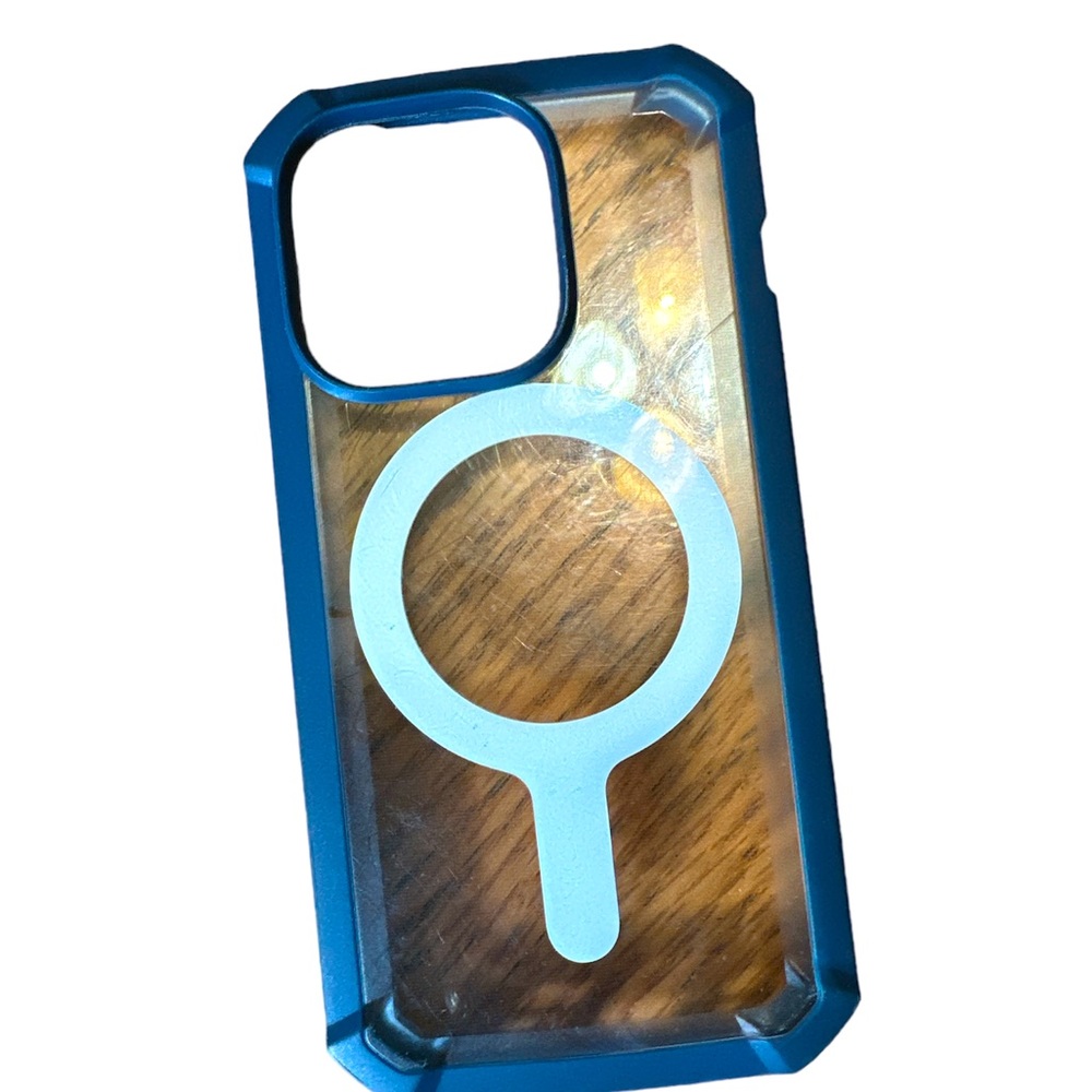iPhone 14 pro mag safe dark blue phone case.